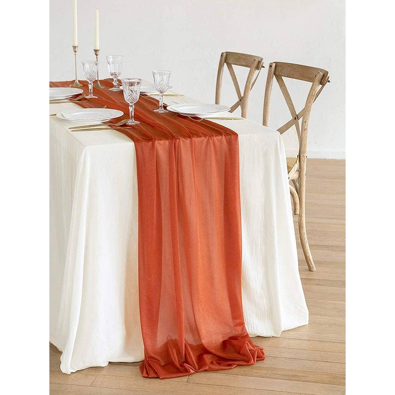 9.8Ft Burnt Orange Sheer Chiffon Table Runner
