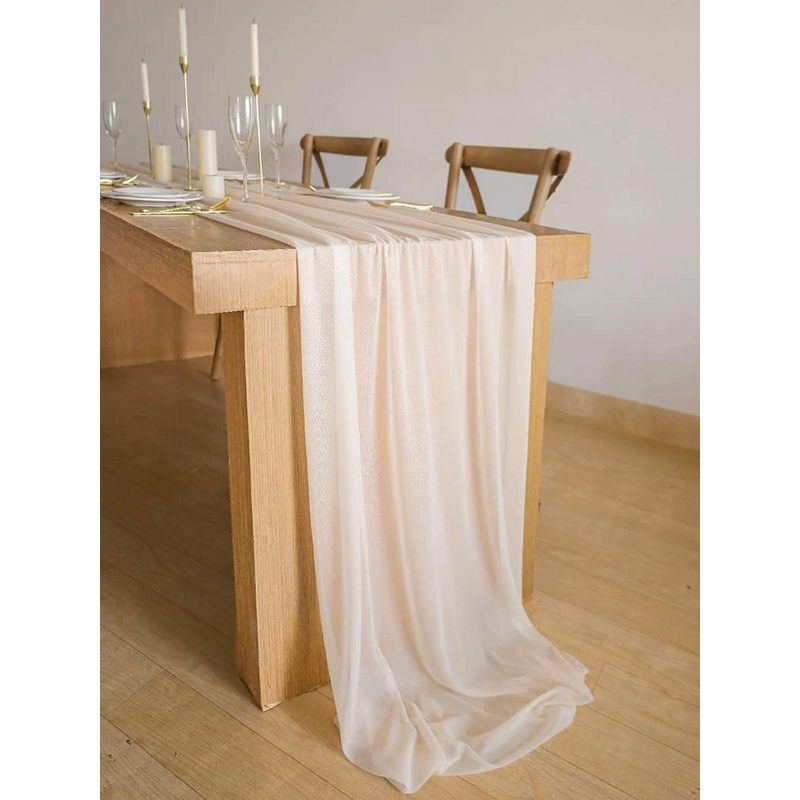 9.8Ft Ivory Sheer Chiffon Table Runner