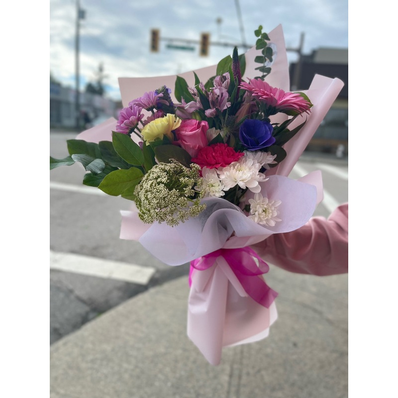 Designer’s Choice Bouquet-Pink & Purple & Yellow