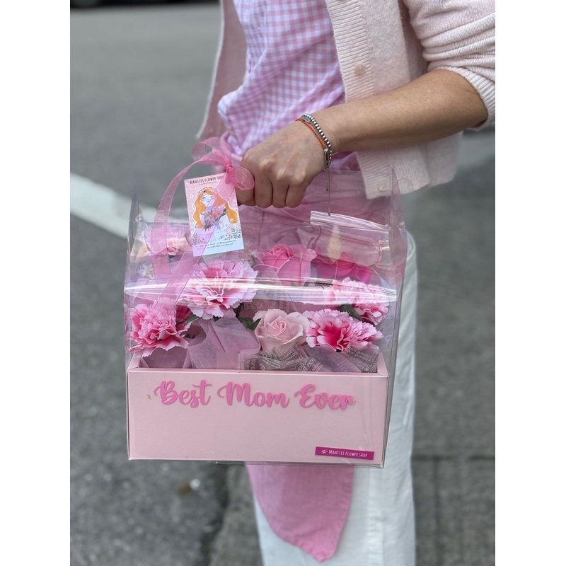 Soap Flower Gift Box-Pink & Purple & Yellow