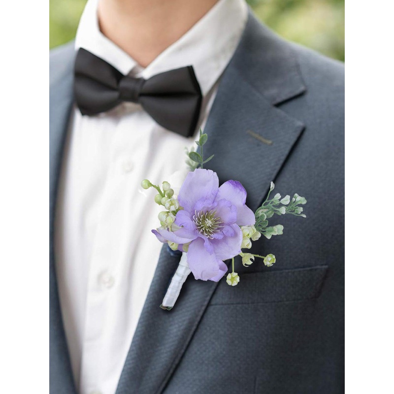 6Pcs Lavender Purple Boutonnieres