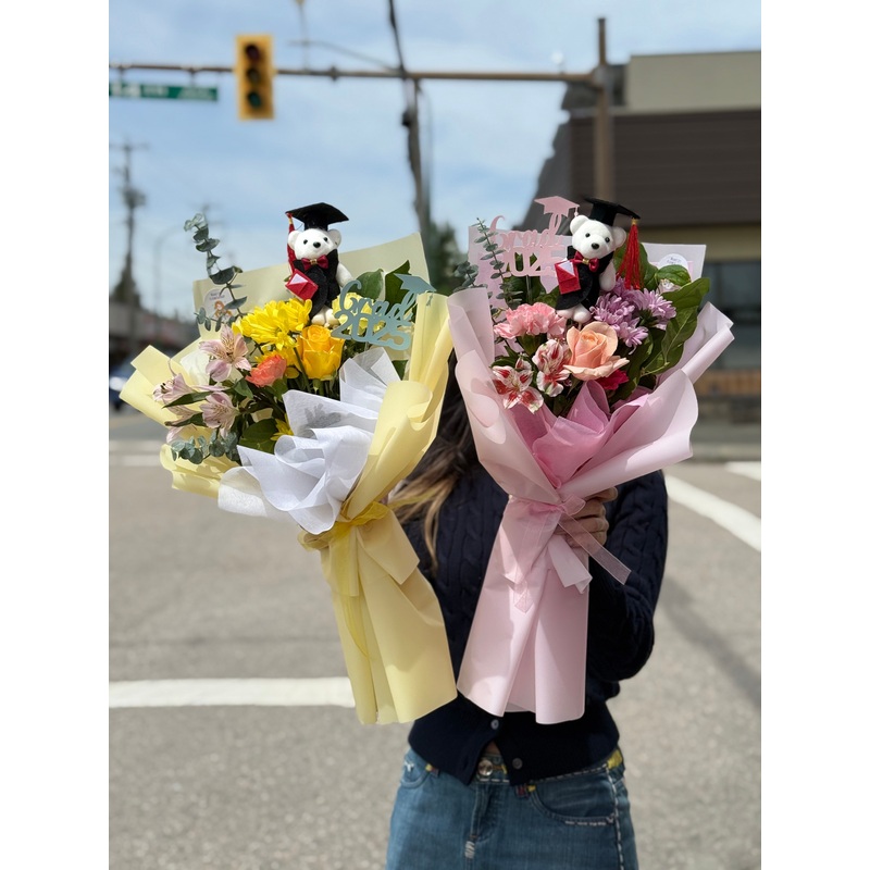 Congratulations Bouquet-Yellow & Pink & Purple & Blue