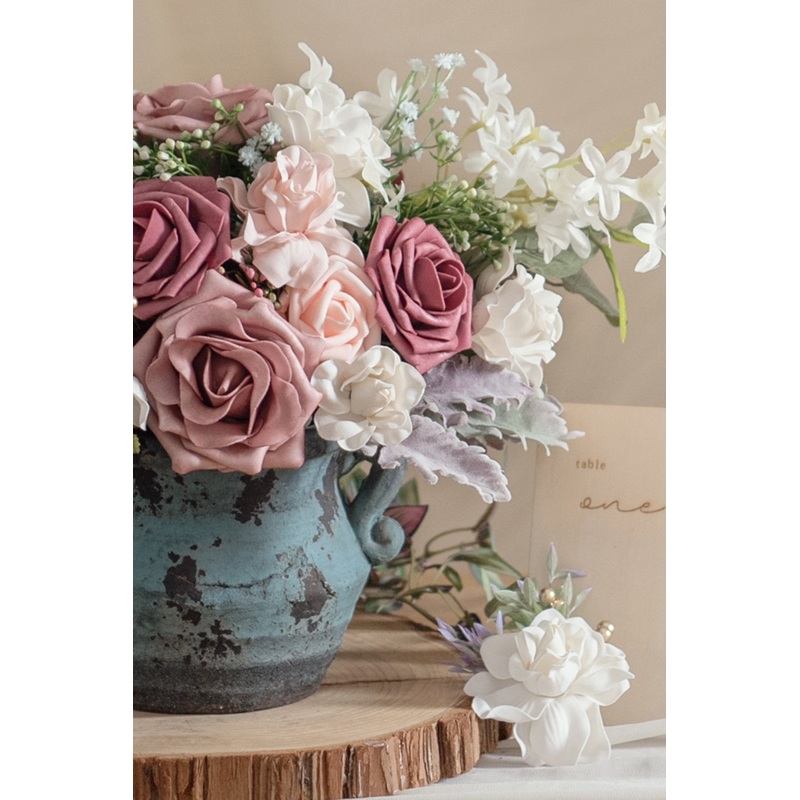 Essential Hues Flower Boxes-Chic Dusty Rose & Delicate Peach & Cozy Blush & Exquisite Burnt Orange & Moody Black Baccara & Classic Cadbury Purple