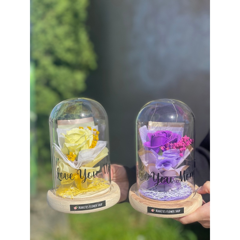 Flower Dome Arrangement-Small & Large-Pink & Blue & Purple & Yellow & Peach