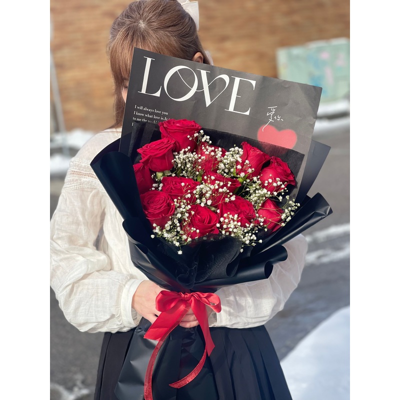 My Love Rose Bouquet-Black & Pink