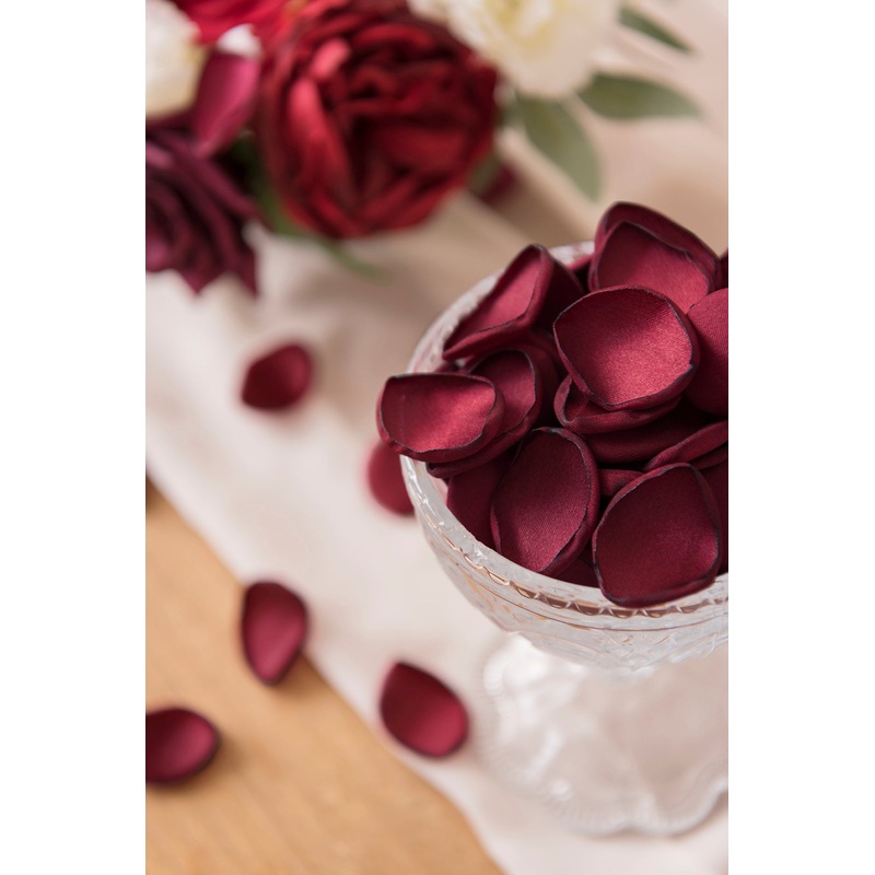 Silk Rose Petals in Burgundy & Navy