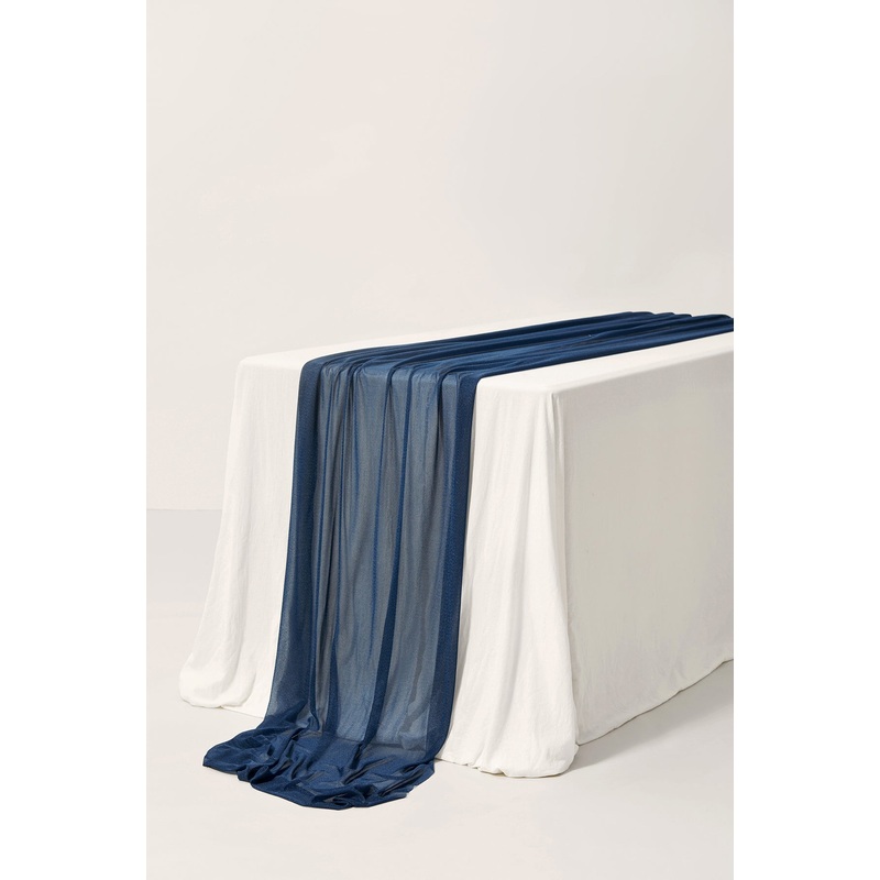 Table Linens in Dusty Blue and Navy