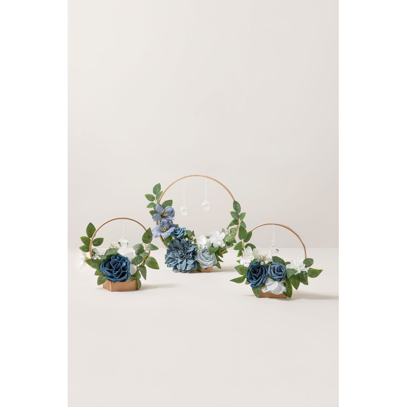 Wreath Hoop Centerpiece Set in Dusty Blue & Navy