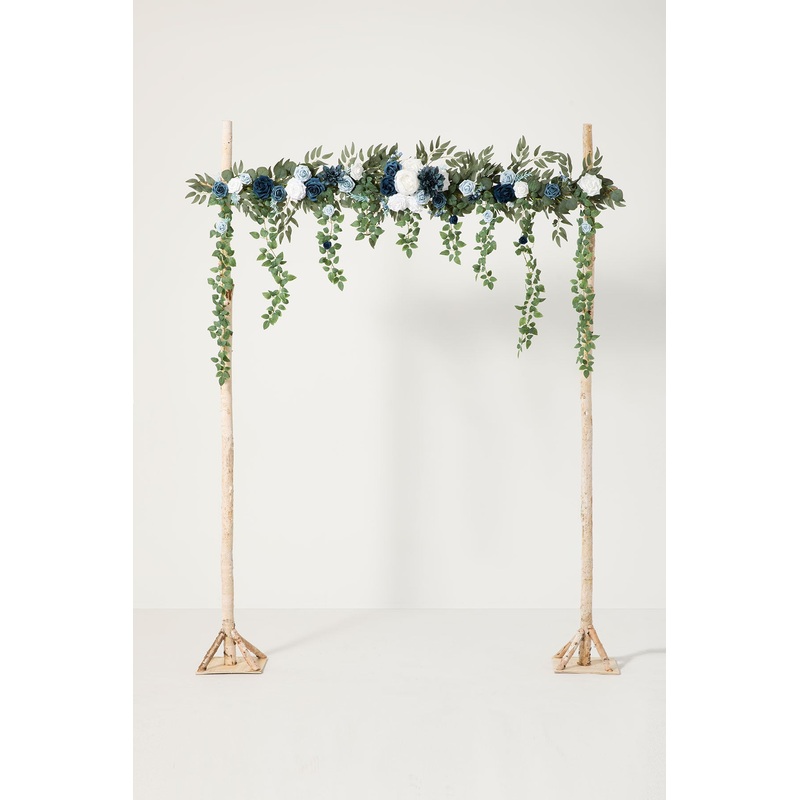 6.5ft Flower Garland with Hanging Rose Leaves for Ceremony Backdrop in Dusty Blue