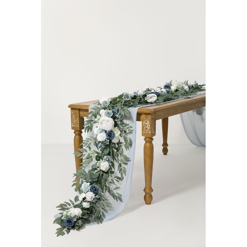 6ft Flower Garland in Dusty Blue & Navy