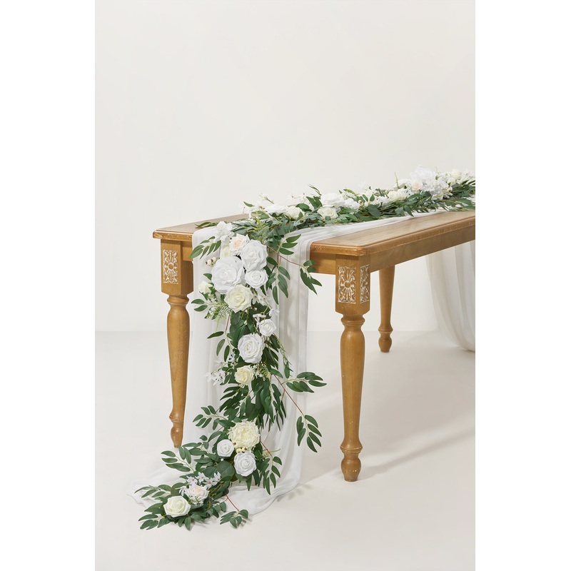 6ft Flower Garland in White & Sage
