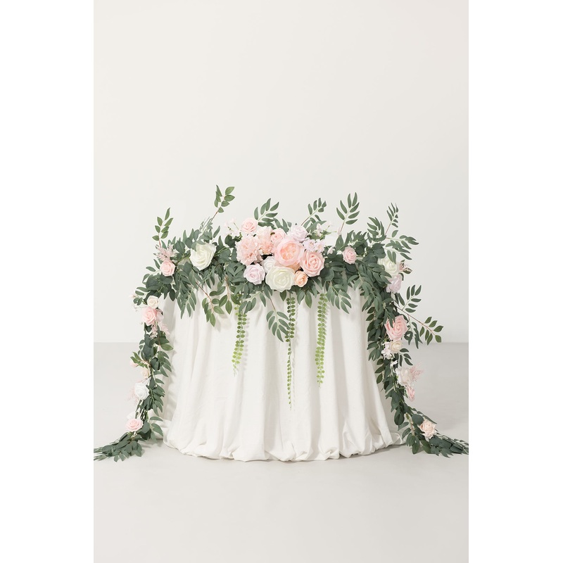 9ft Head Table Flower Garland in Blush & Cream