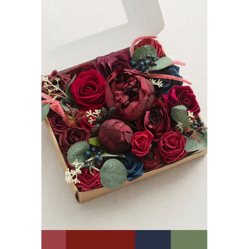 DIY Designer Flower Boxes in Burgundy & Navy