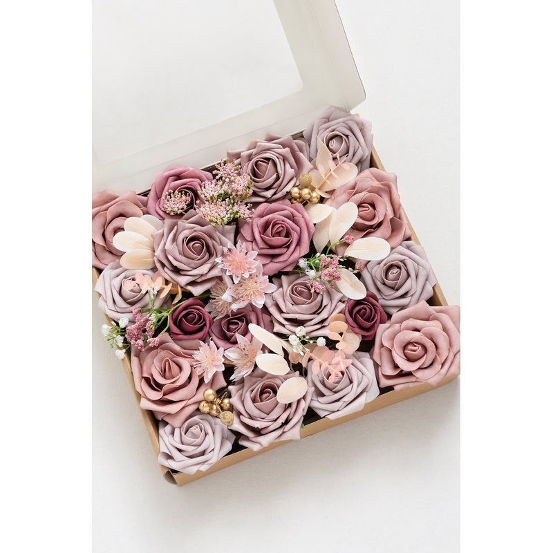 DIY Designer Flower Boxes in Dusty Rose & Mauve