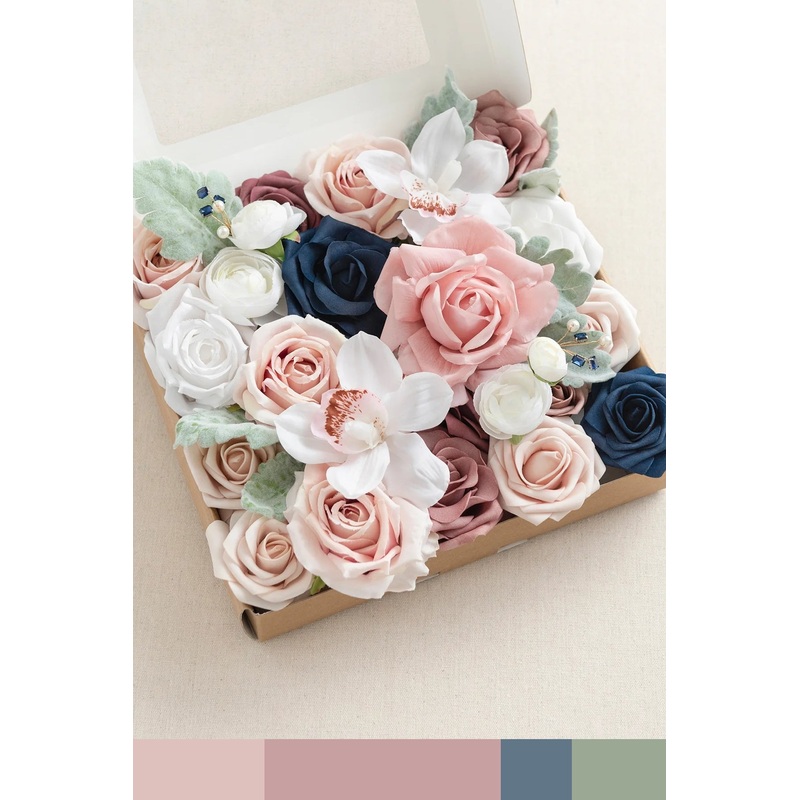 DIY Designer Flower Boxes in Dusty Rose & Navy