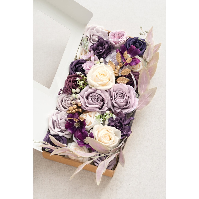 DIY Designer Flower Boxes in Lilac & Gold
