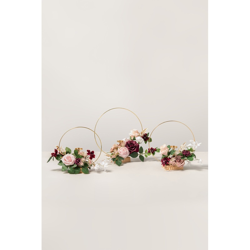 Wreath Hoop Centerpiece Set in Romantic Marsala