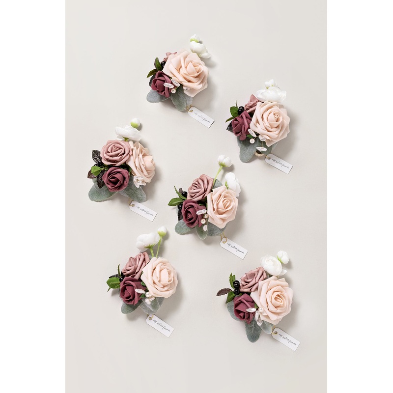 Wrist Corsages in Dusty Rose & Mauve