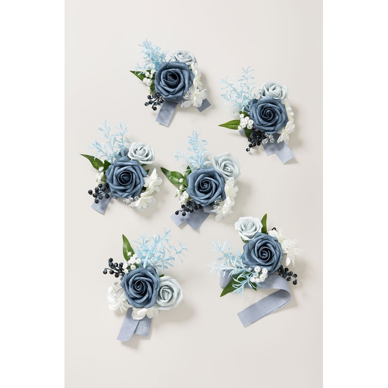 Wrist Corsages in Romantic Dusty Blue