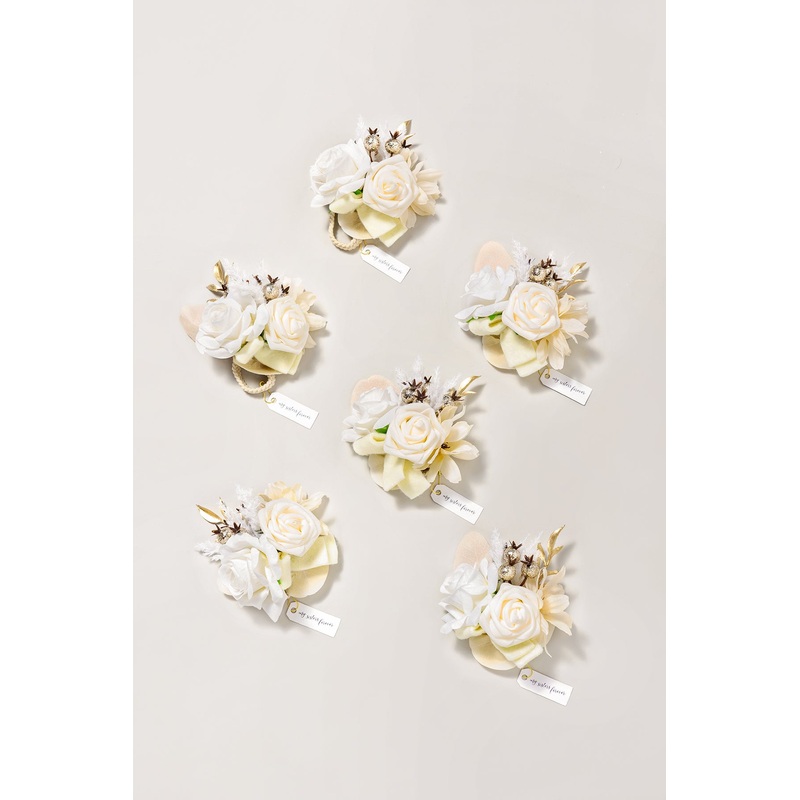 Wrist Corsages in White & Beige | Clearance