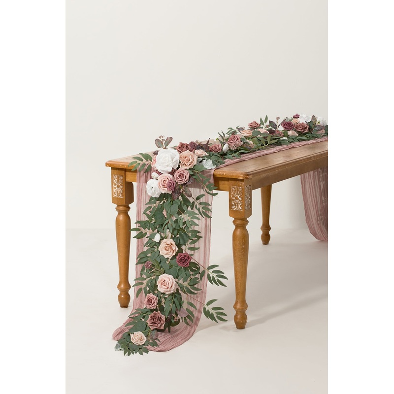 6ft Flower Garland in Dusty Rose & Mauve