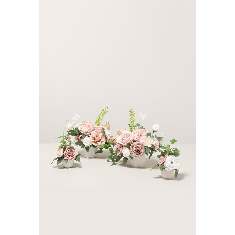 Assorted Floral Centerpiece Set in Dusty Rose & Cream