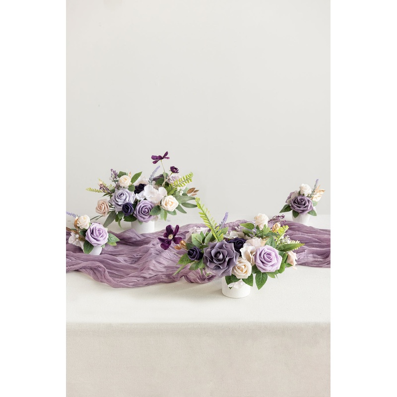 Assorted Floral Centerpiece Set in Lilac & Gold
