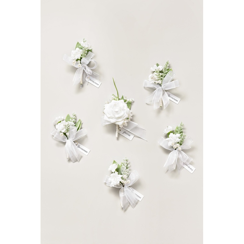 Boutonnieres in Timeless White