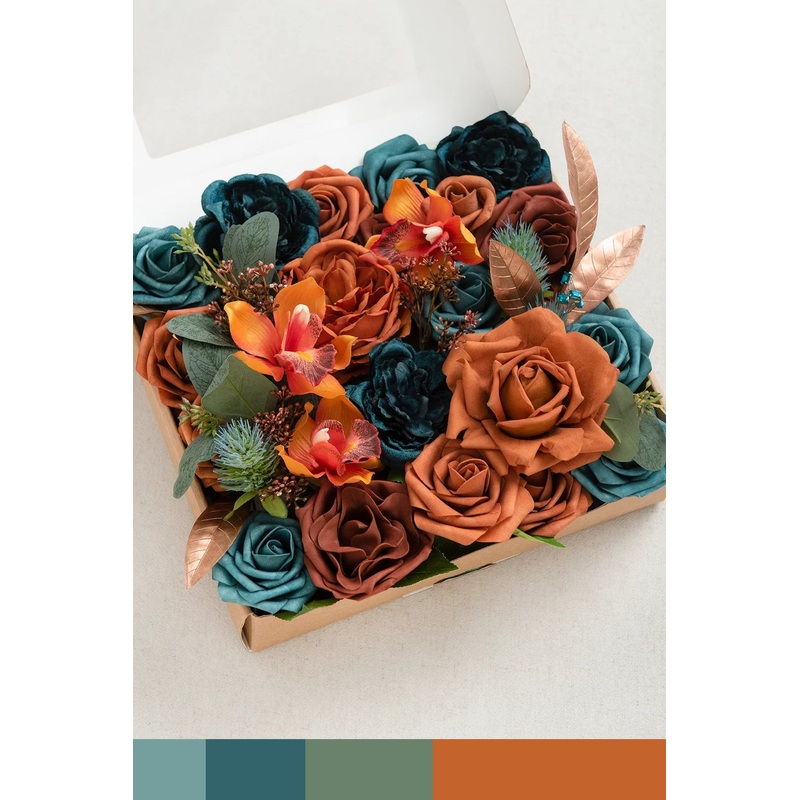 DIY Designer Flower Boxes in Dark Teal & Burnt Orange