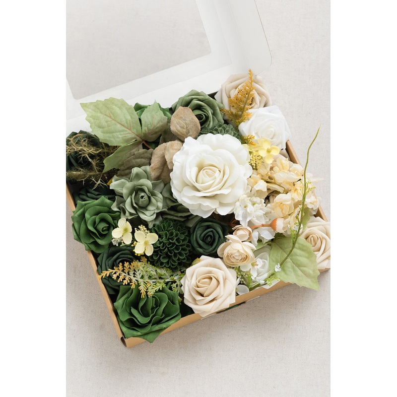 DIY Designer Flower Boxes in Emerald Green & Tawny Beige