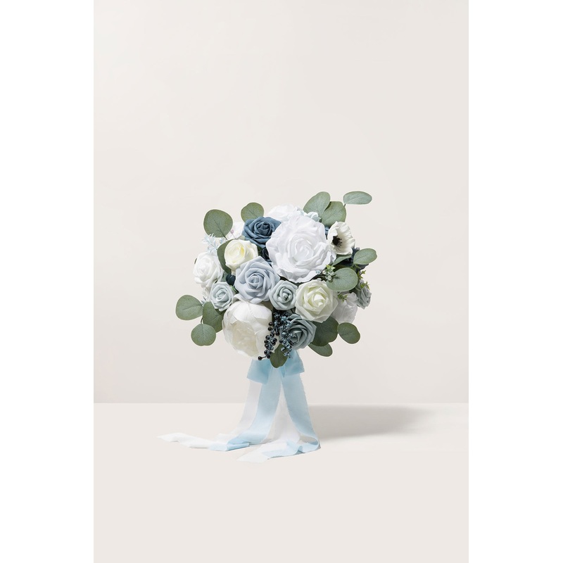 Small Round Bridal Bouquet in Dusty Blue