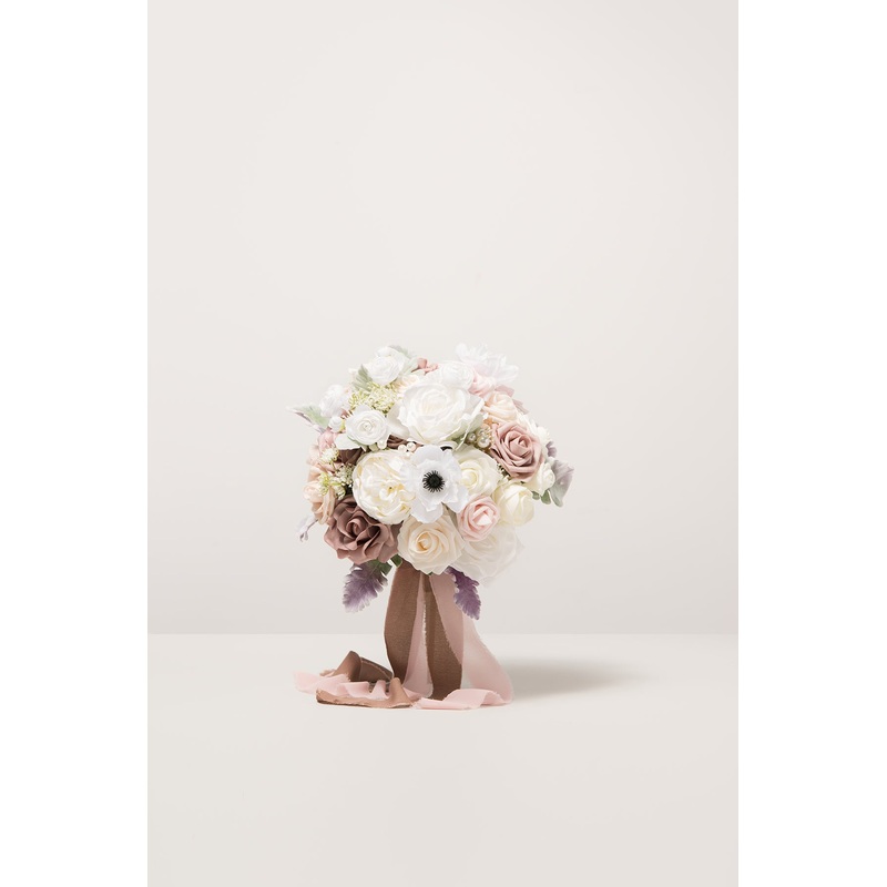 Small Round Bridal Bouquet in Dusty Rose & Cream