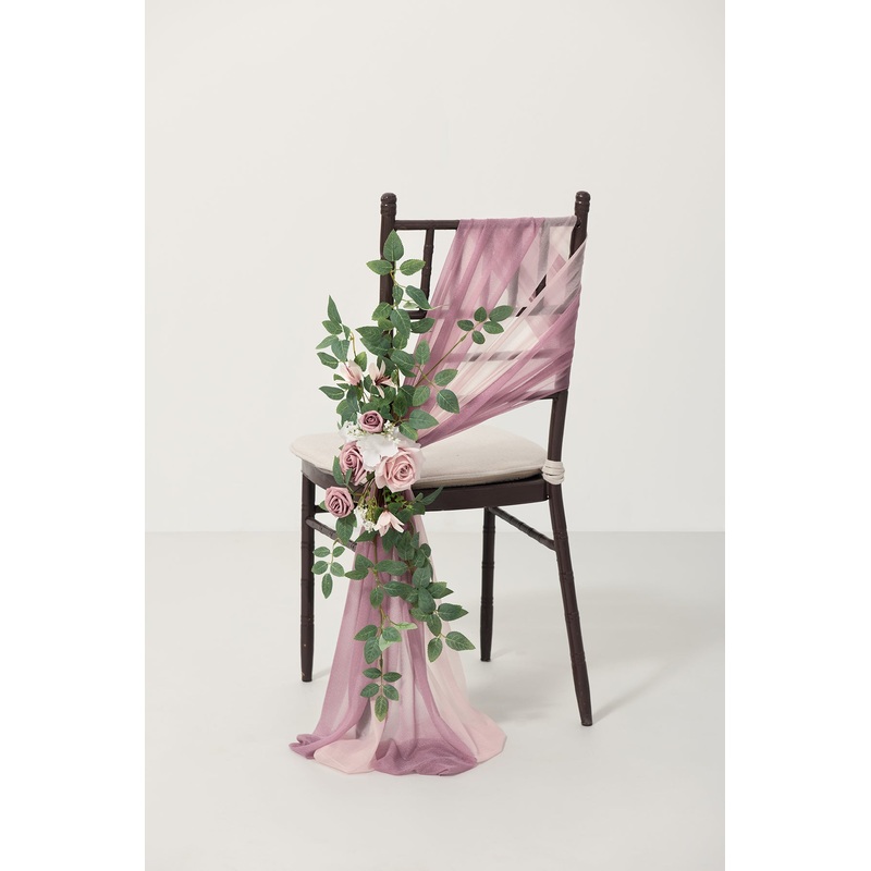 Wedding Aisle Chair Flower Decoration in Dusty Rose & Cream