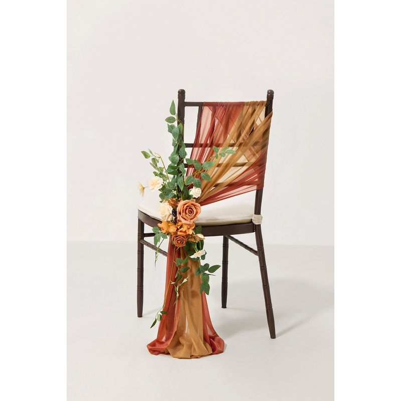 Wedding Aisle Chair Flower Decoration in Sunset Terracotta