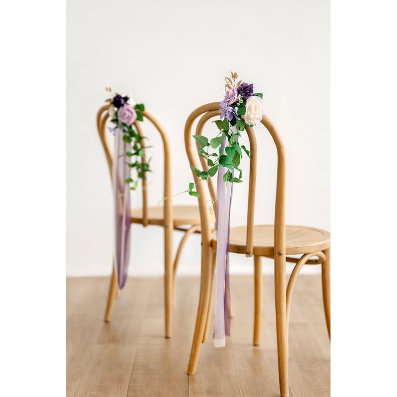 Wedding Aisle Decoration Pew Flowers in Lilac & Gold