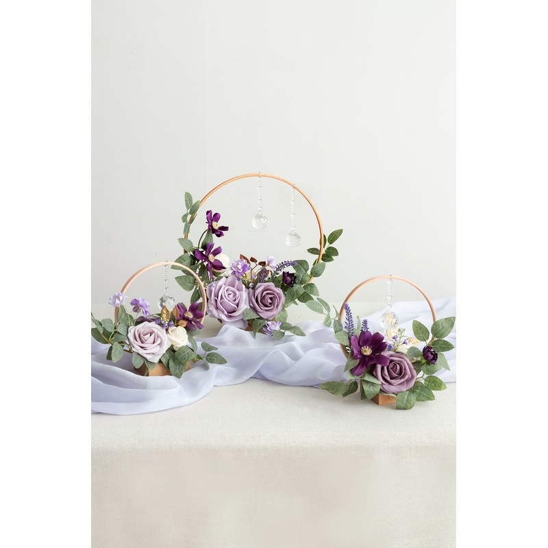 Wreath Hoop Centerpiece Set in Lilac & Gold