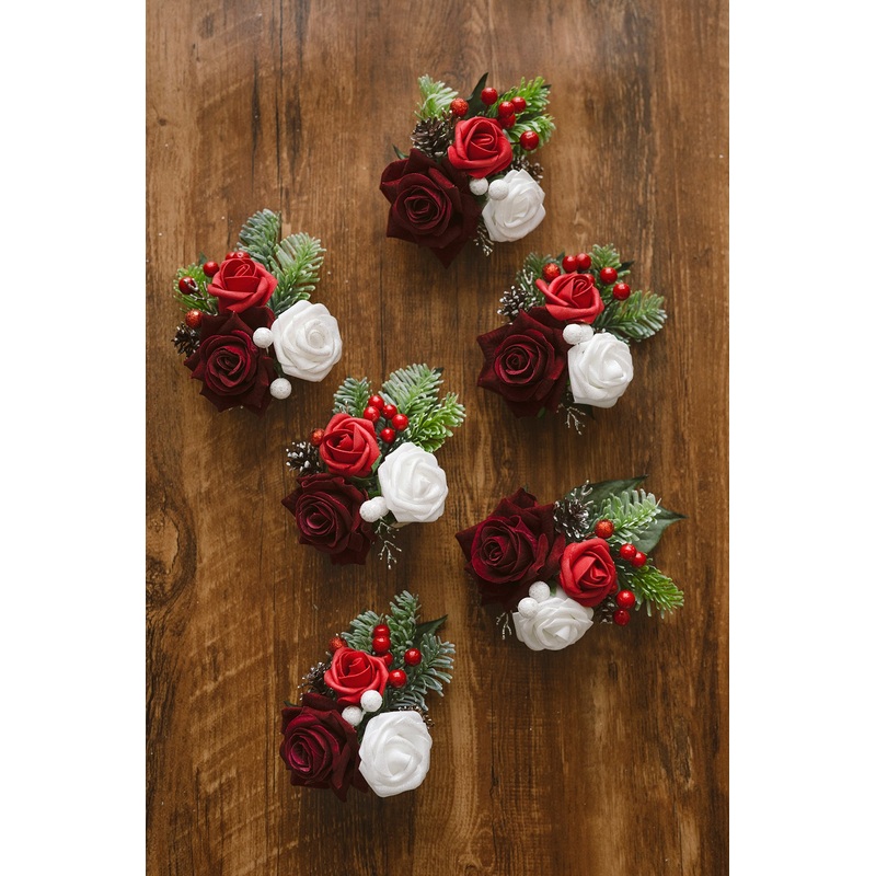 Wrist Corsages in Christmas Red & Sparkle