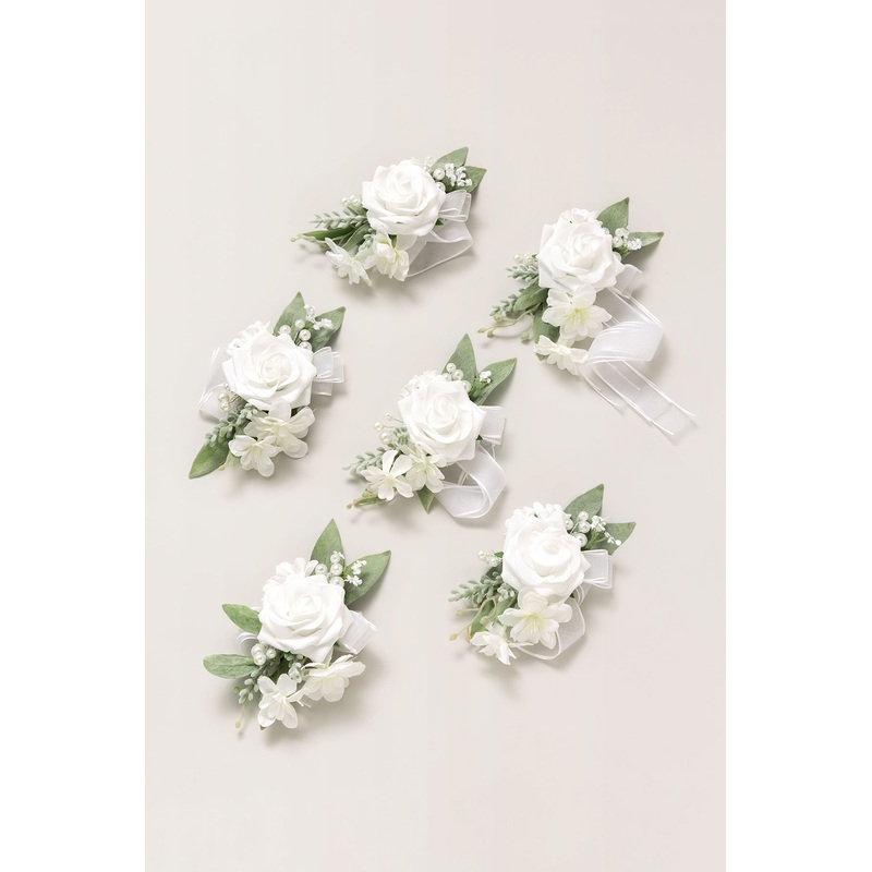 Wrist Corsages in Natural White