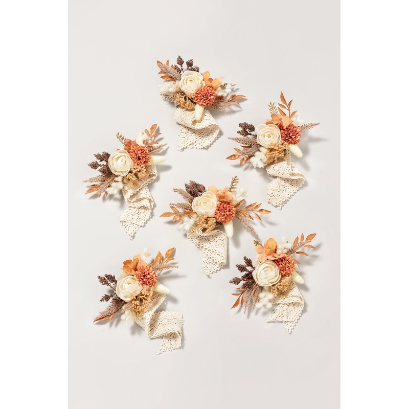 Wrist Corsages in Rust & Sepia