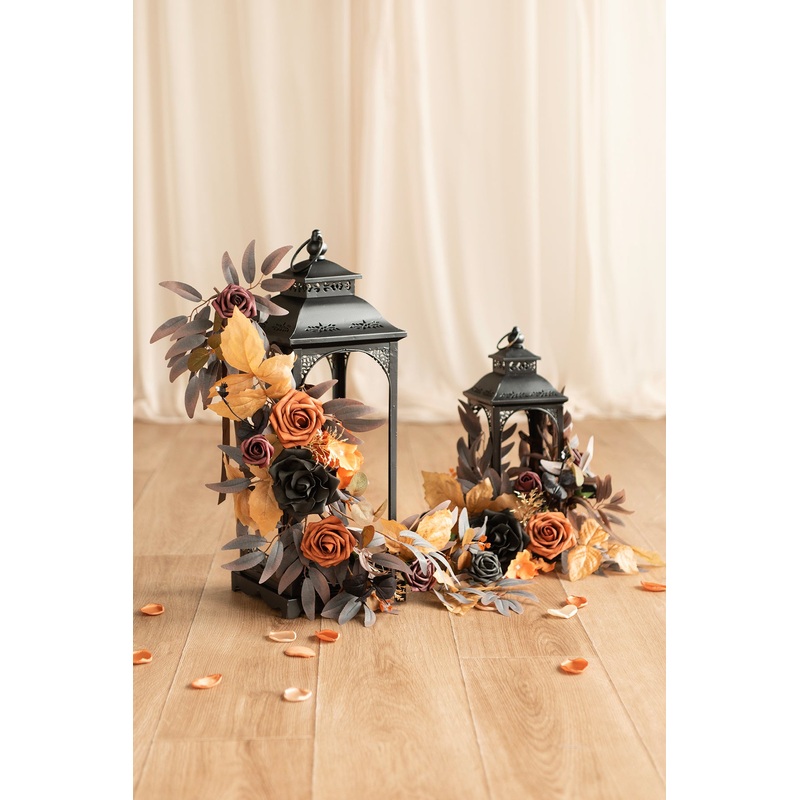 2ft Flower Garlands in Black & Pumpkin Orange