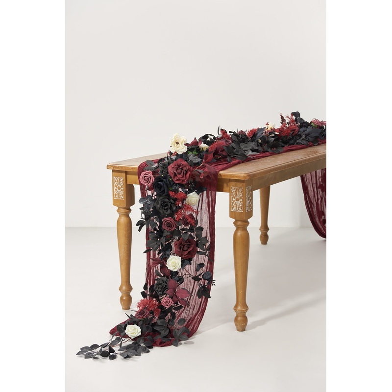 6ft Flower Garland in Moody Burgundy & Black