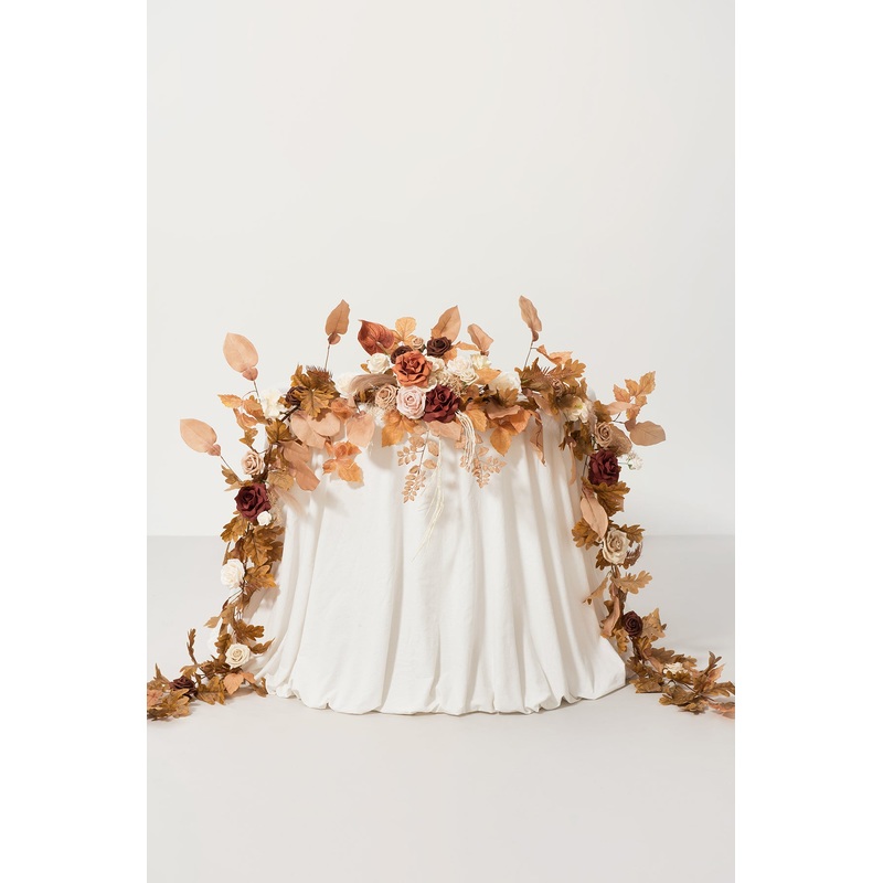 9ft Head Table Flower Garland in Rust & Sepia