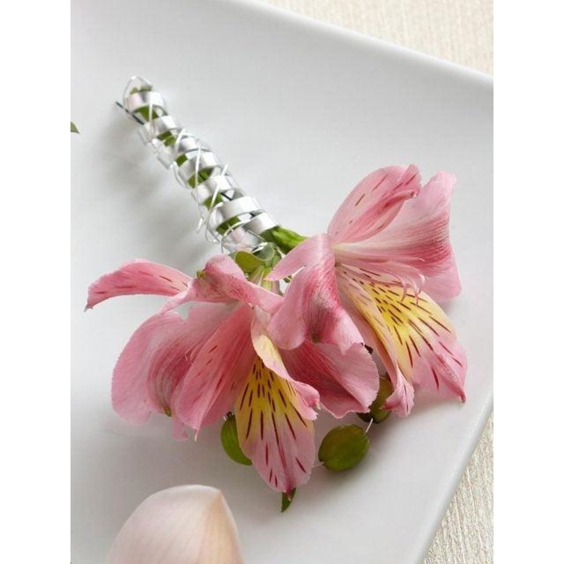 Pink Alstroemeria Boutonniere