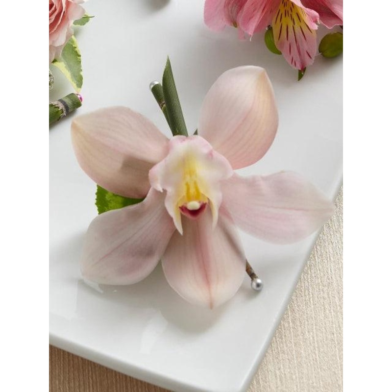 Pink Cymbidium Orchid Boutonniere