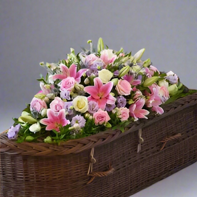 Rose & Eryngium Casket Spray-90cm & 120cm & 150cm
