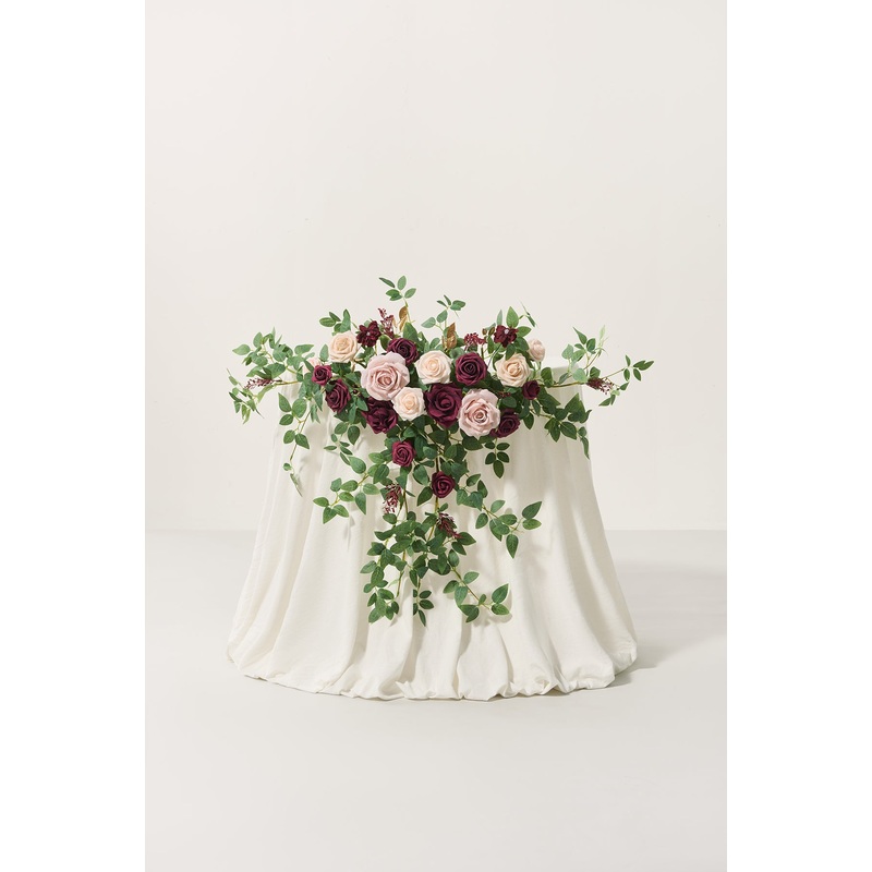Sweetheart Table Floral Swags in Romantic Marsala