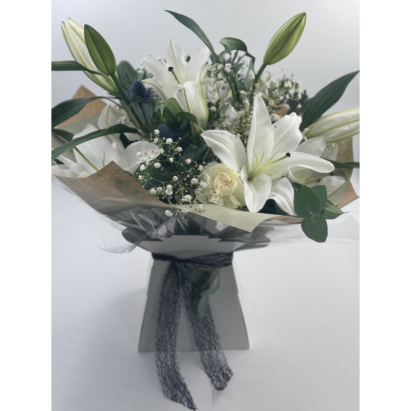 Sympathy Lily Hand tied Bouquet