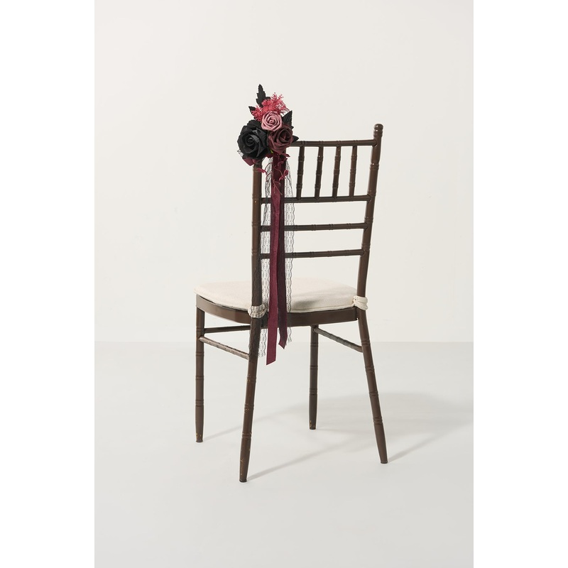 Wedding Aisle Decoration Pew Flowers in Moody Burgundy & Black | Clearance