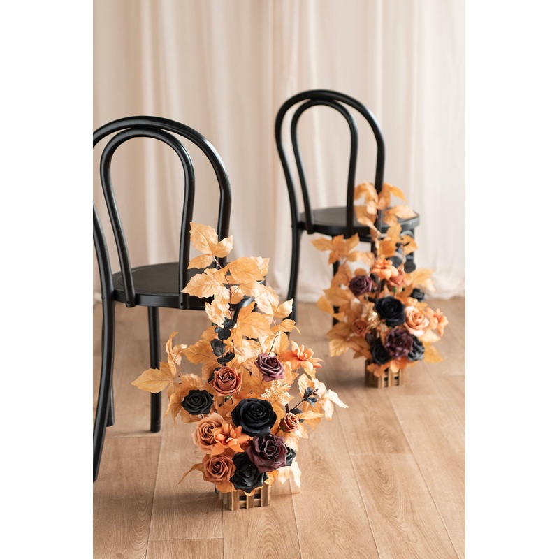 Wedding Aisle Runner Flower Arrangement in Black & Pumpkin Orange | Clearance