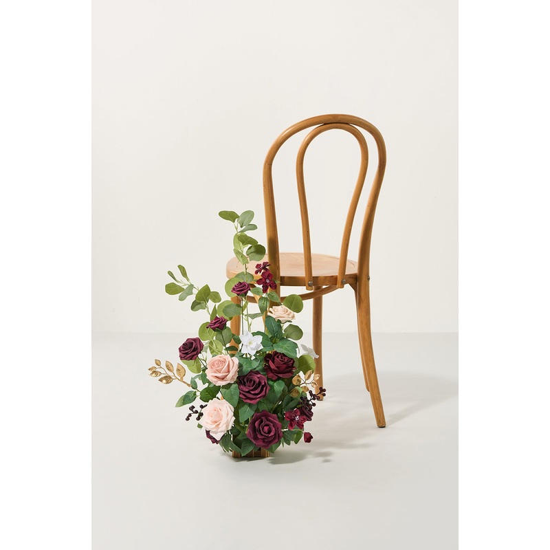 Wedding Aisle Runner Flower Arrangement in Romantic Marsala